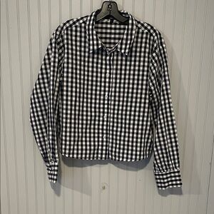 Velvet Heart Long Sleeve Checkered Button Down Shirt -Black and White Large NWOT